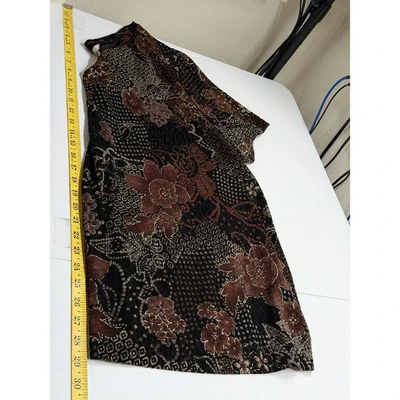 White Stag Top Womens 4X Brown Floral Stretch Boho Mature Travel Short Sleeve - Picture 9 of 9